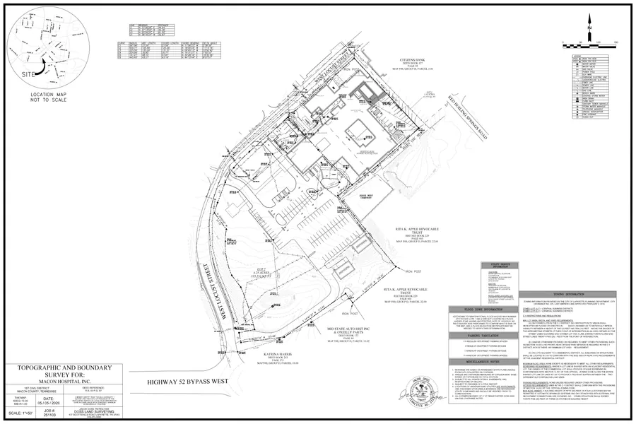 Topographic & Boundary Survey drawing sheet, job 251103